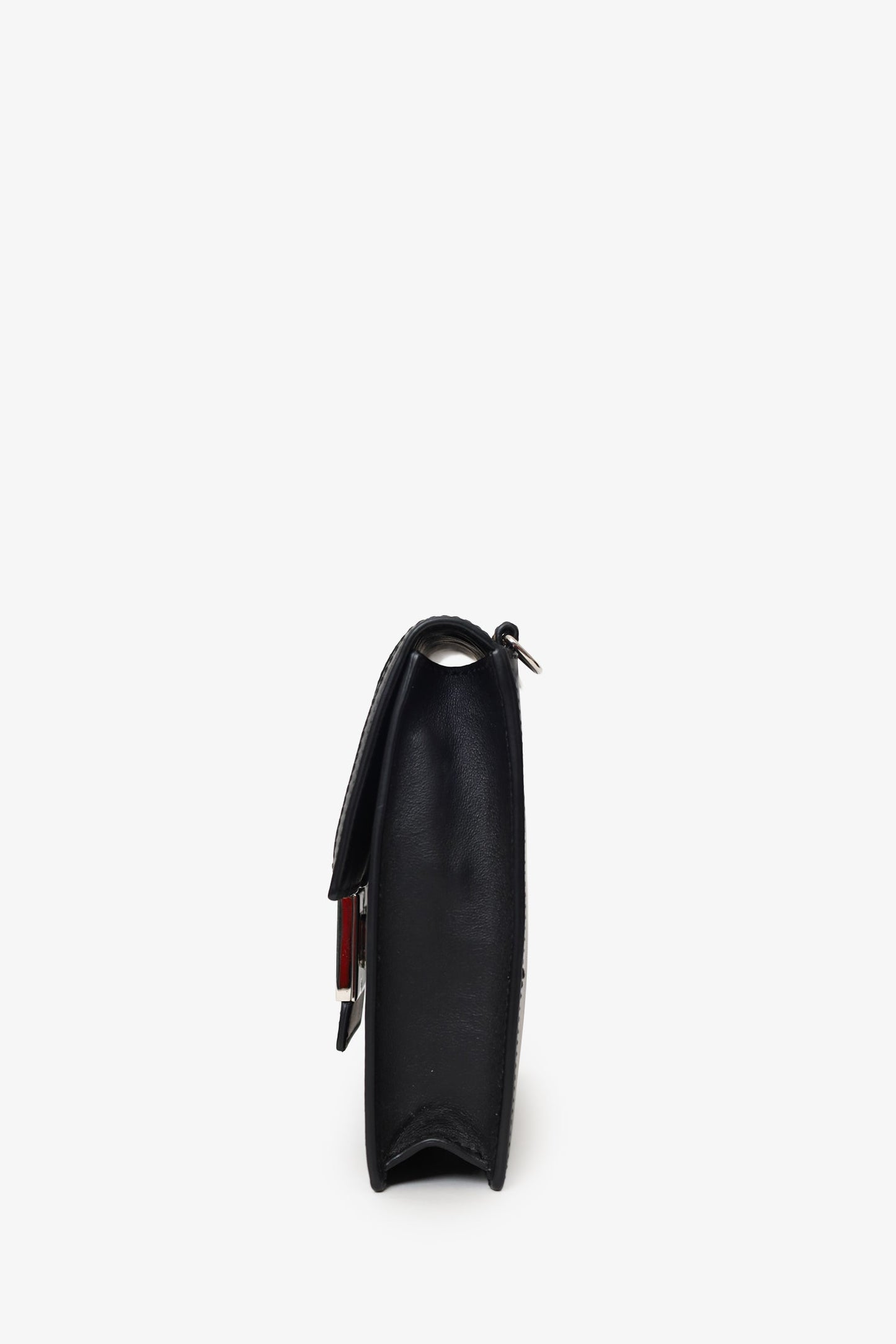 Fendi Black/Beige Calfskin/Canvas FF 1974 Flat Baguette Crossbody