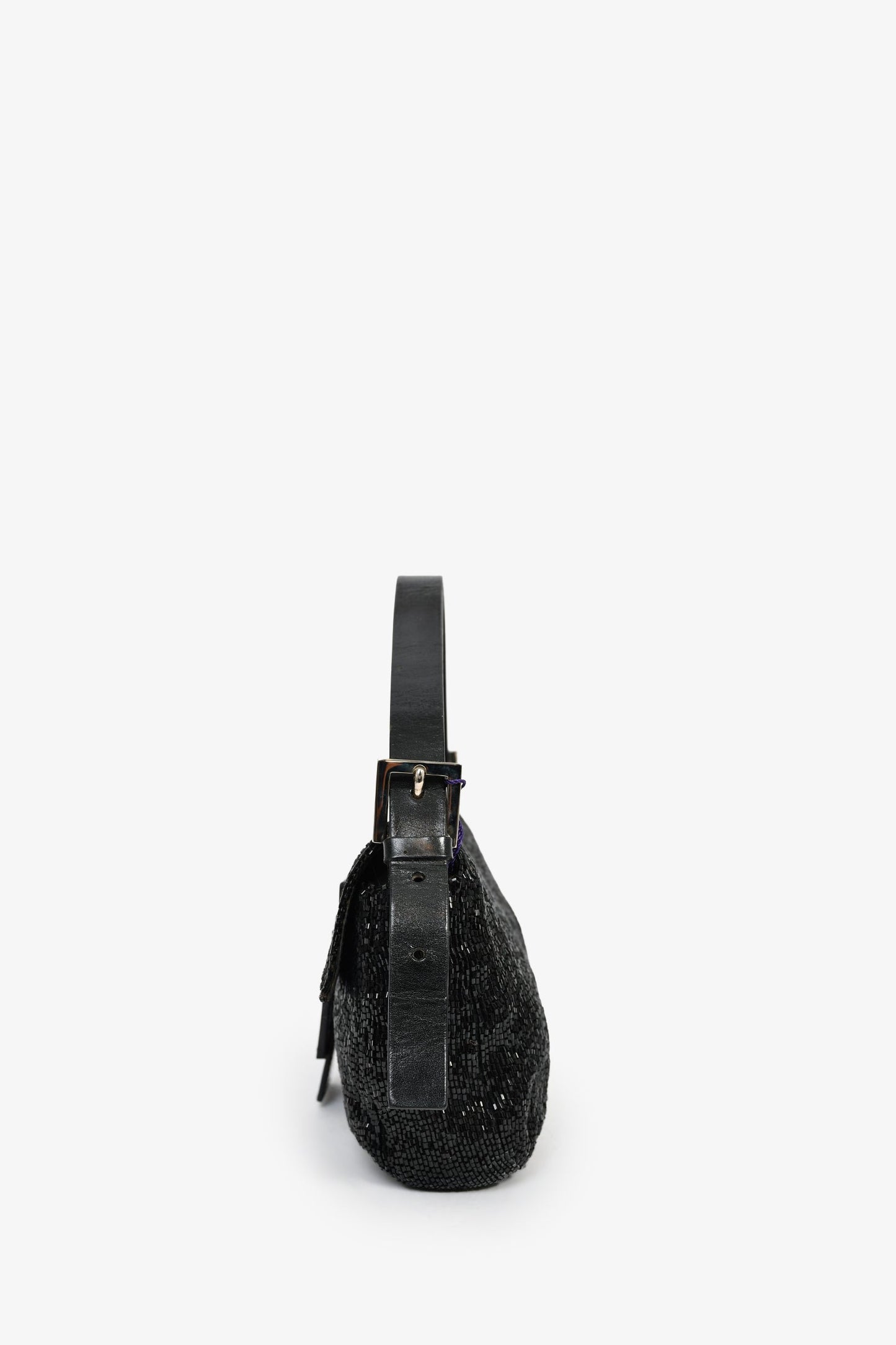 Fendi Black Beaded Baguette Shoulder Bag