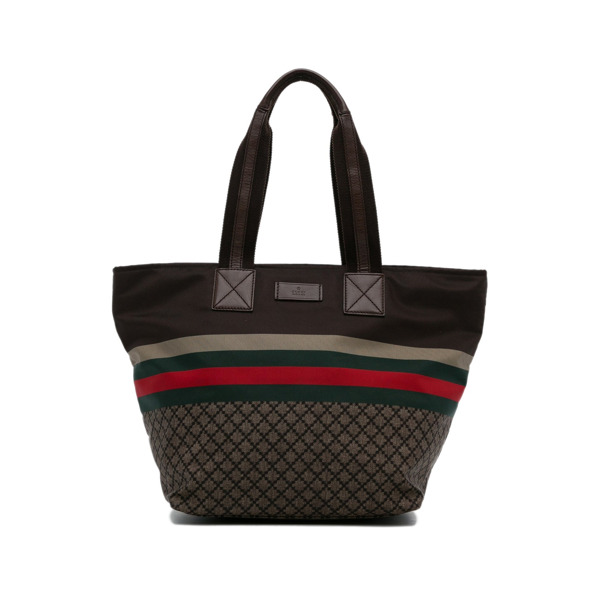Gucci Web Brown Canvas Nylon Tote