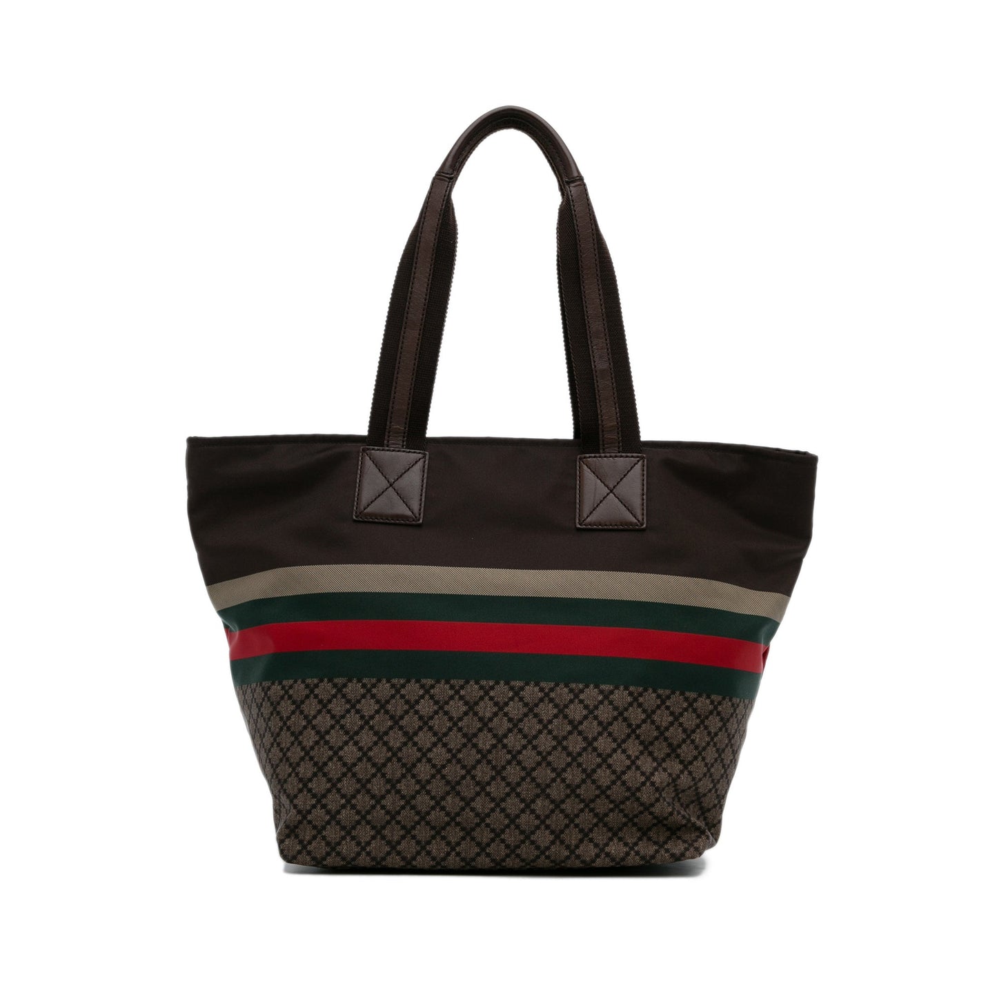 Gucci Web Brown Canvas Nylon Tote