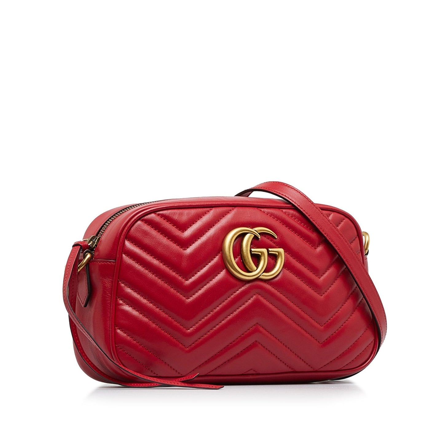 Gucci GG Marmont Red Leather Quilted Crossbody Style 1
