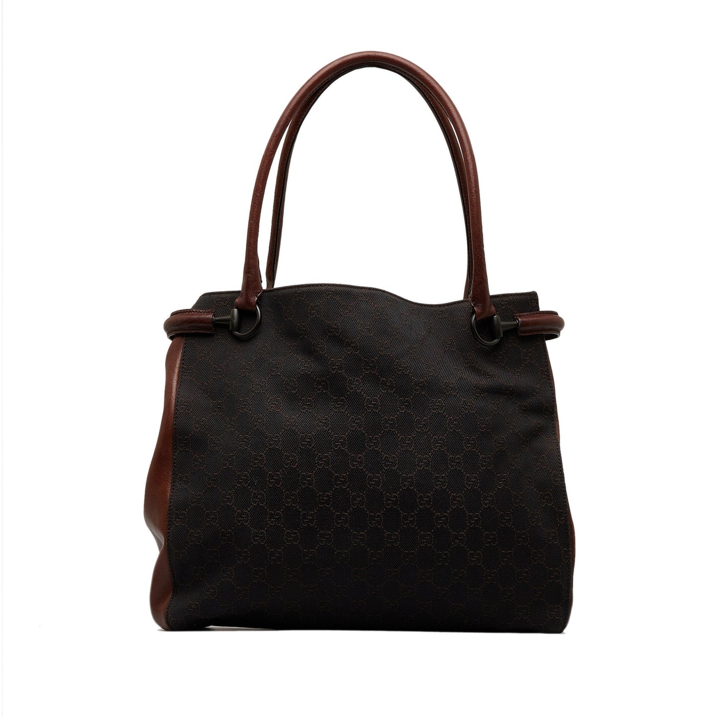 Gucci Brown Leather Canvas Tote Style 16