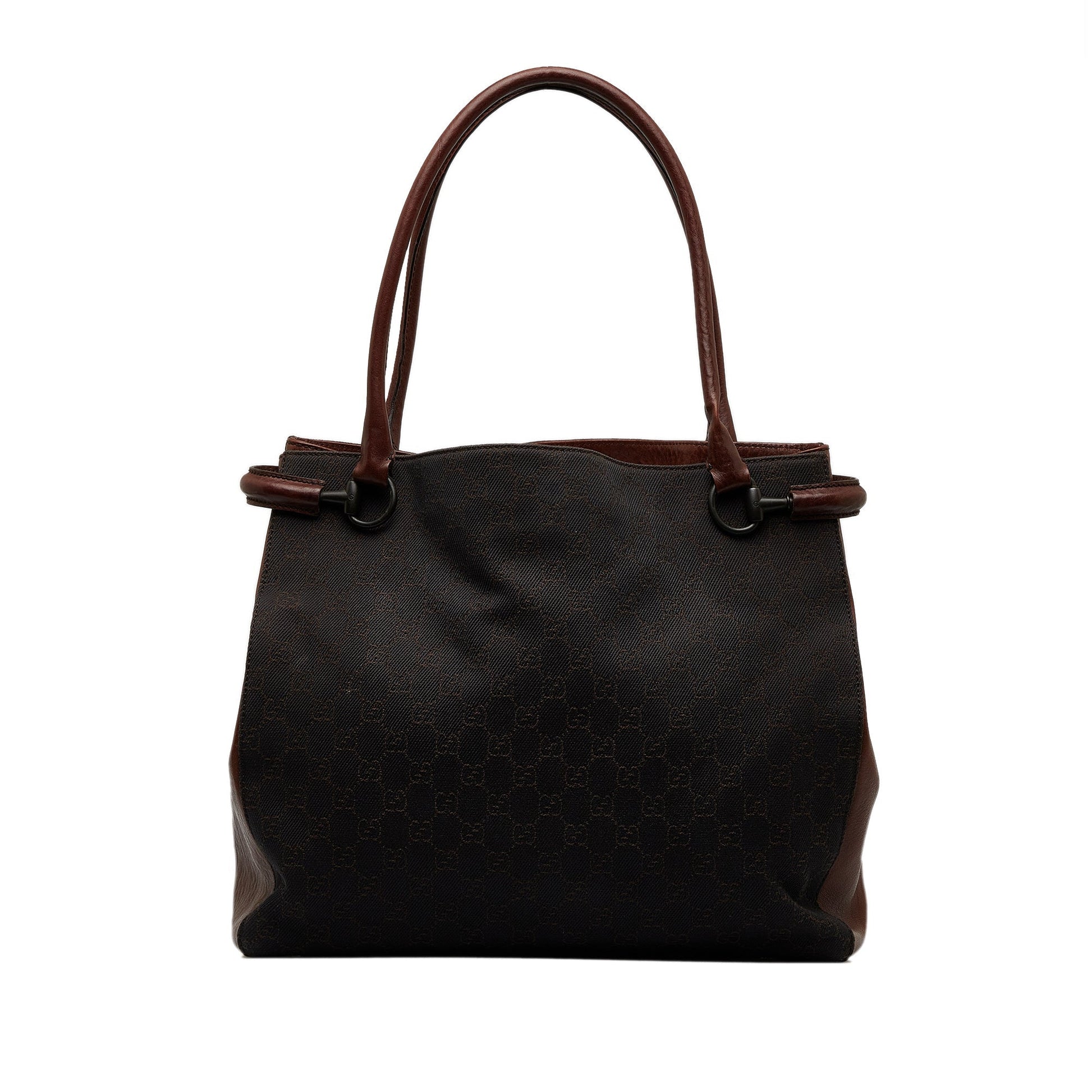 Gucci Brown Leather Canvas Tote Style 16