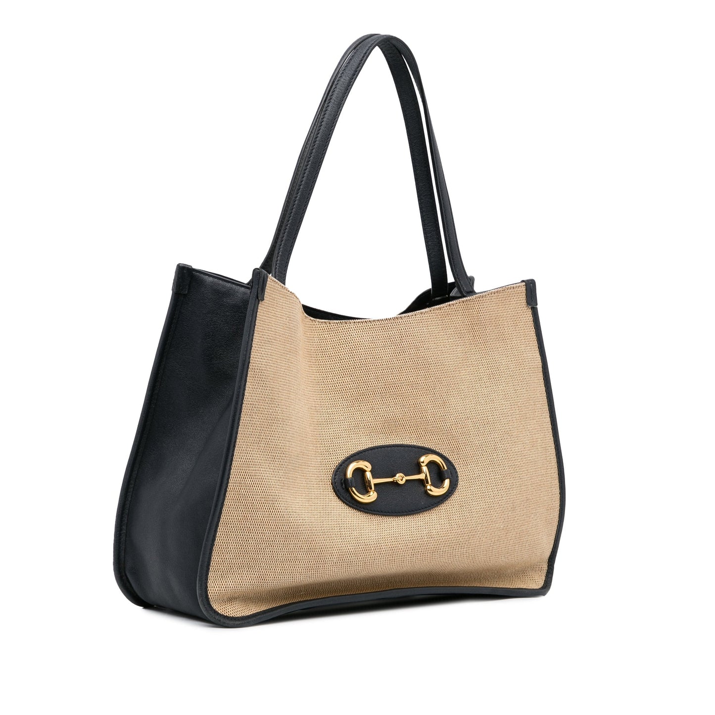 Gucci Horsebit Brown Leather Canvas Tote Style 4