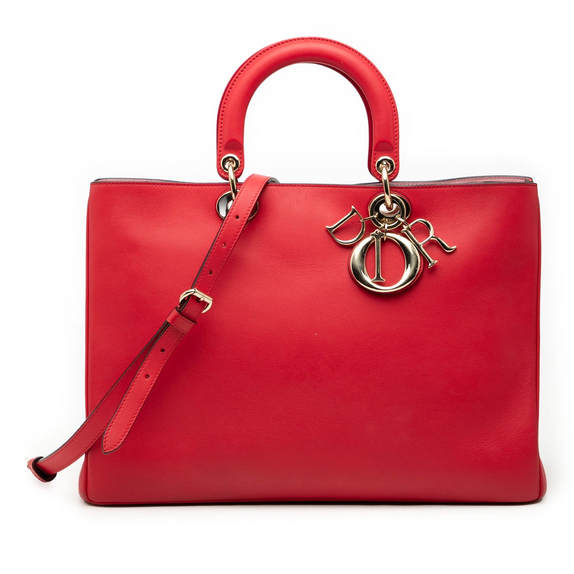 Red Dior Large Smooth Calfskin Diorissimo Satchel