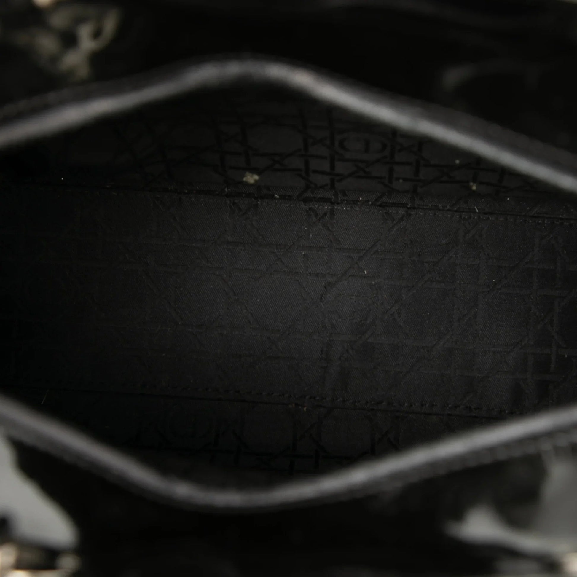 Black Dior Large Patent Cannage Lady Dior Satchel