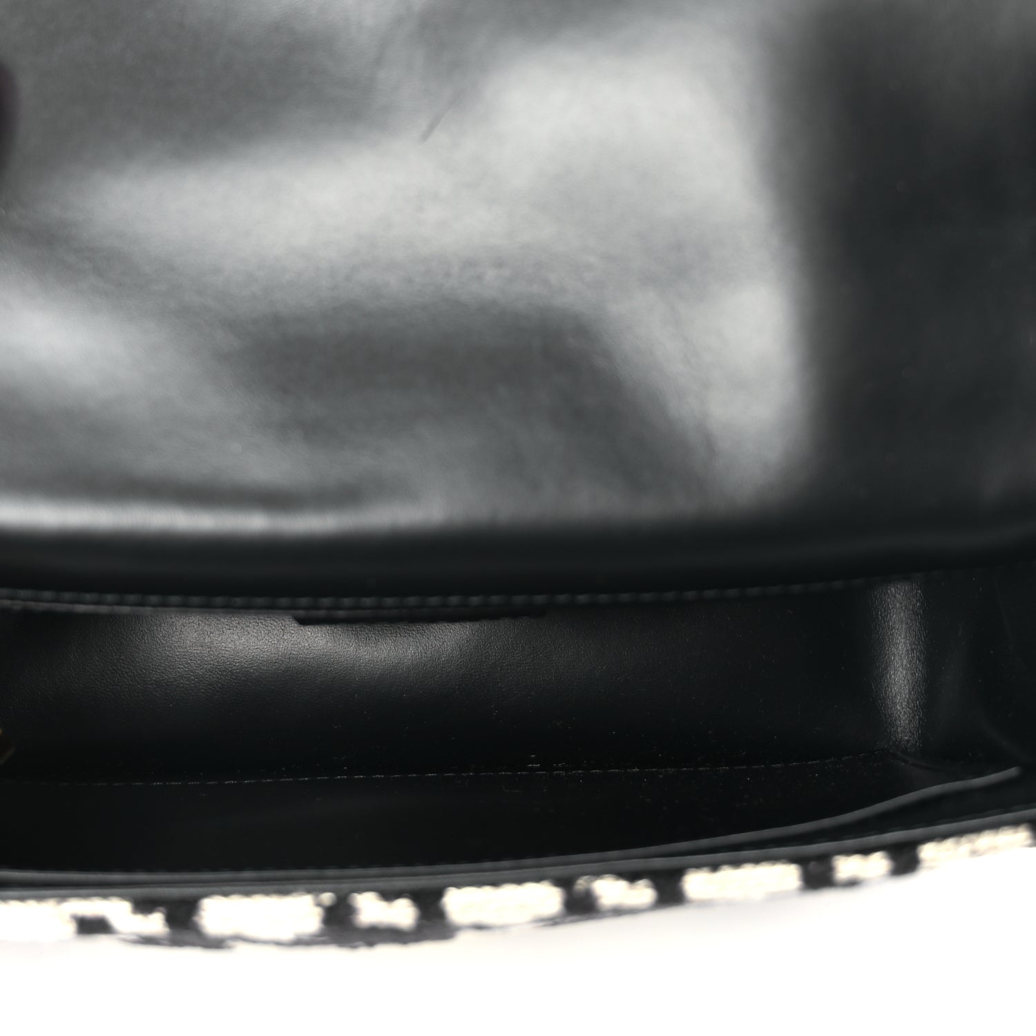 Christian Dior Technical Canvas Macro Houndstooth Medium Caro Bag Black White