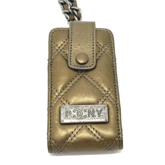 CHANEL Shoulder Bag A32475 leather Gold x Silver Metal 06A Matelasse Paris New York Women