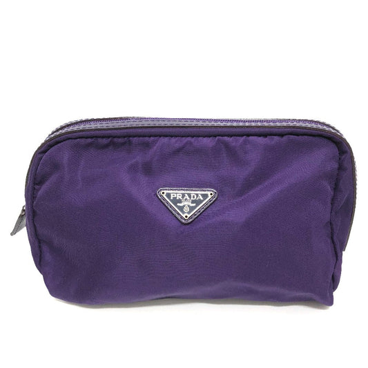 PRADA Pouch Nylon purple Triangle logo accessory case Women