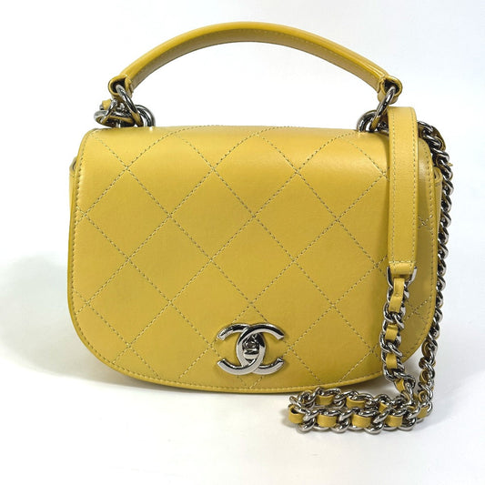 CHANEL Shoulder Bag Calfskin Yellow type CC COCO Mark stitch matelassÃÃ©