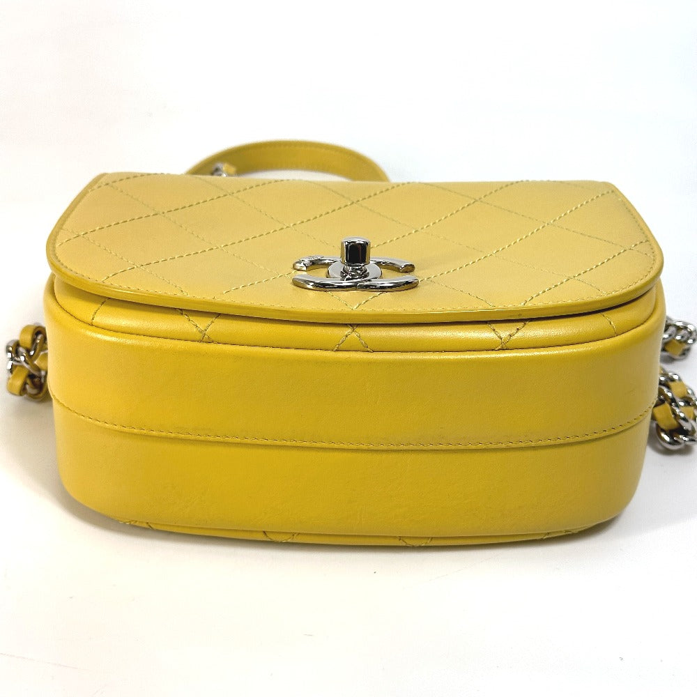 CHANEL Shoulder Bag Calfskin Yellow type CC COCO Mark stitch matelassÃÃ©