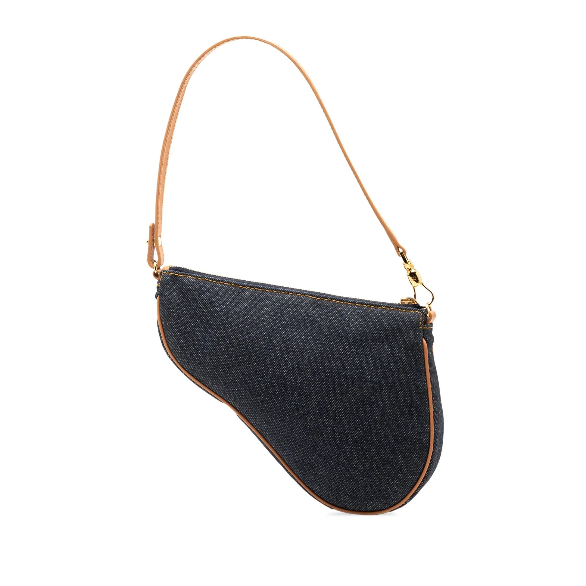 Blue Dior Mini Denim Saddle Pochette Shoulder Bag
