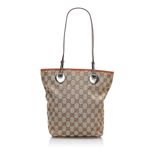 Gucci Leather Canvas Shoulder Bag