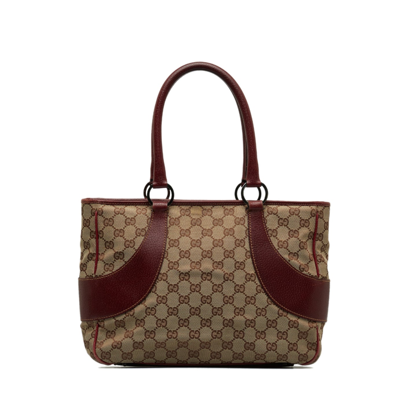 Gucci Brown Leather Canvas Tote Style 14