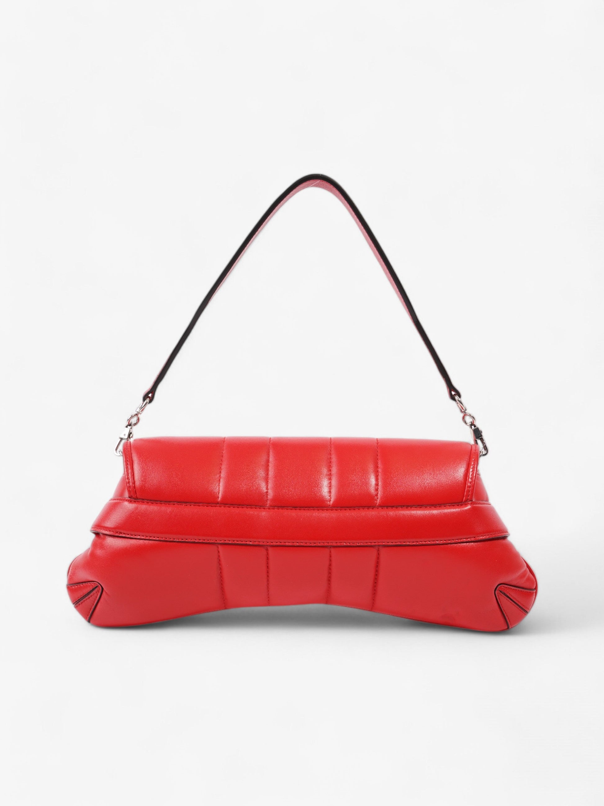 Gucci Maxi Horsebit Chain Shoulder Bag Red Nappa Leather Medium
