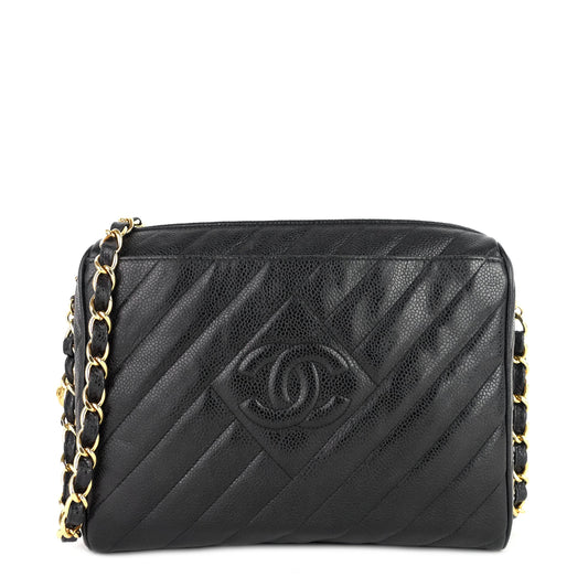Chanel Quilted Caviar Leather CC Camera Bag