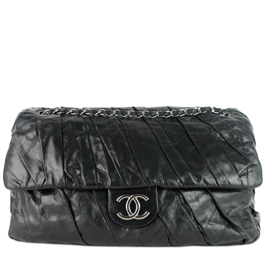 Chanel Twisted Flap Maxi Glazed Calfskin Leather Bag