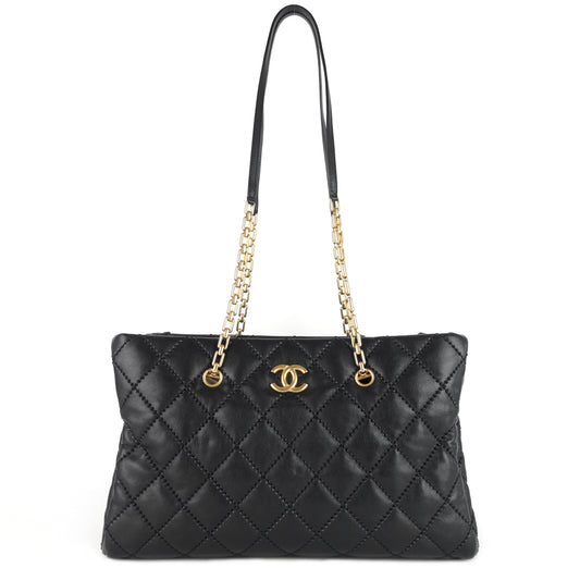 Chanel Retro Chain Large Calfskin Leather Shopping Tote Bag