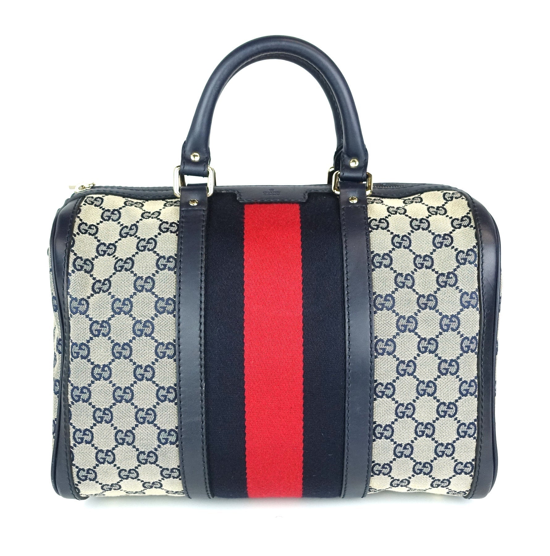Gucci Monogram Canvas Web Boston Bag with Strap