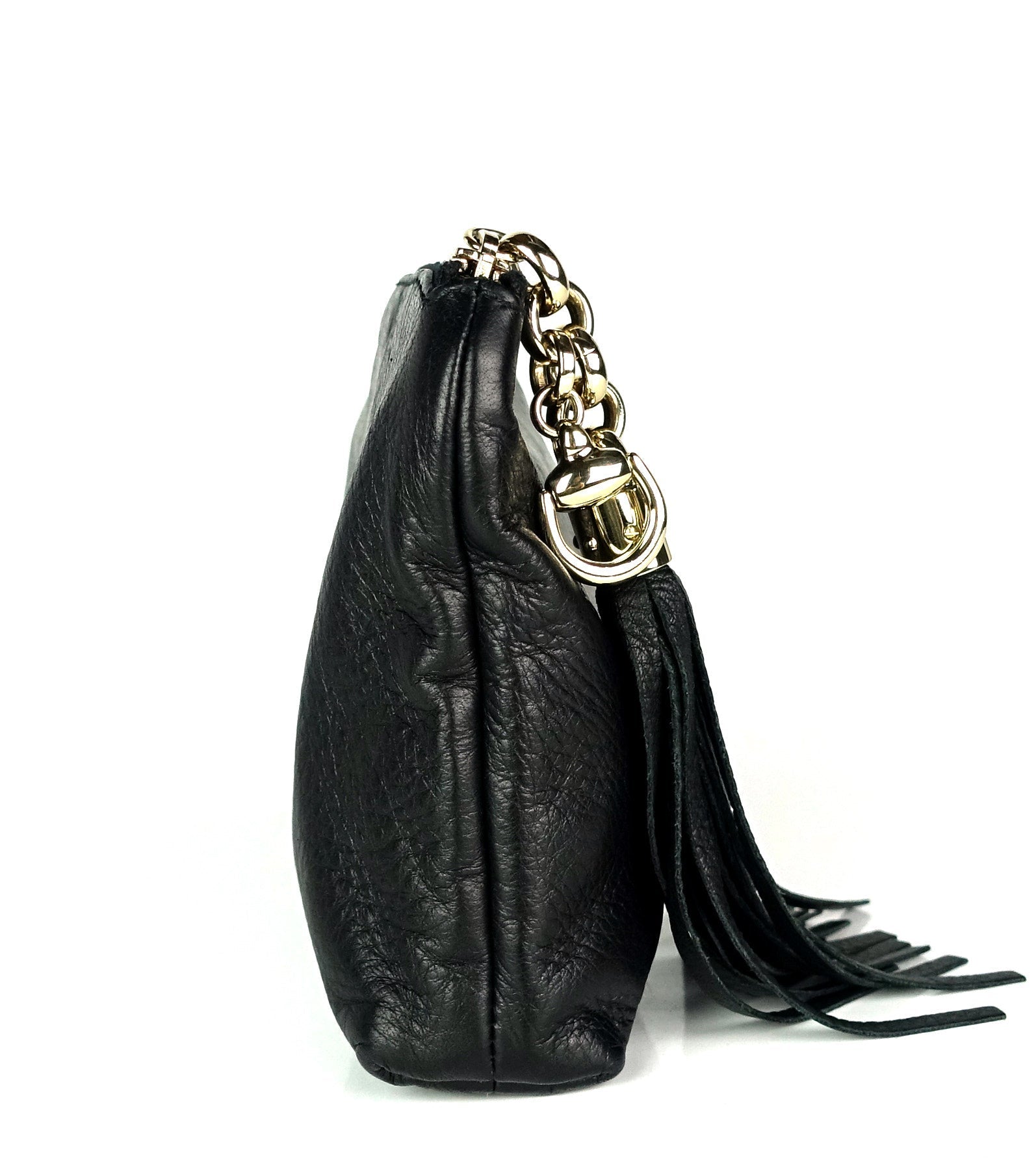 Gucci Sienna Grained Leather Tassel Clutch Bag