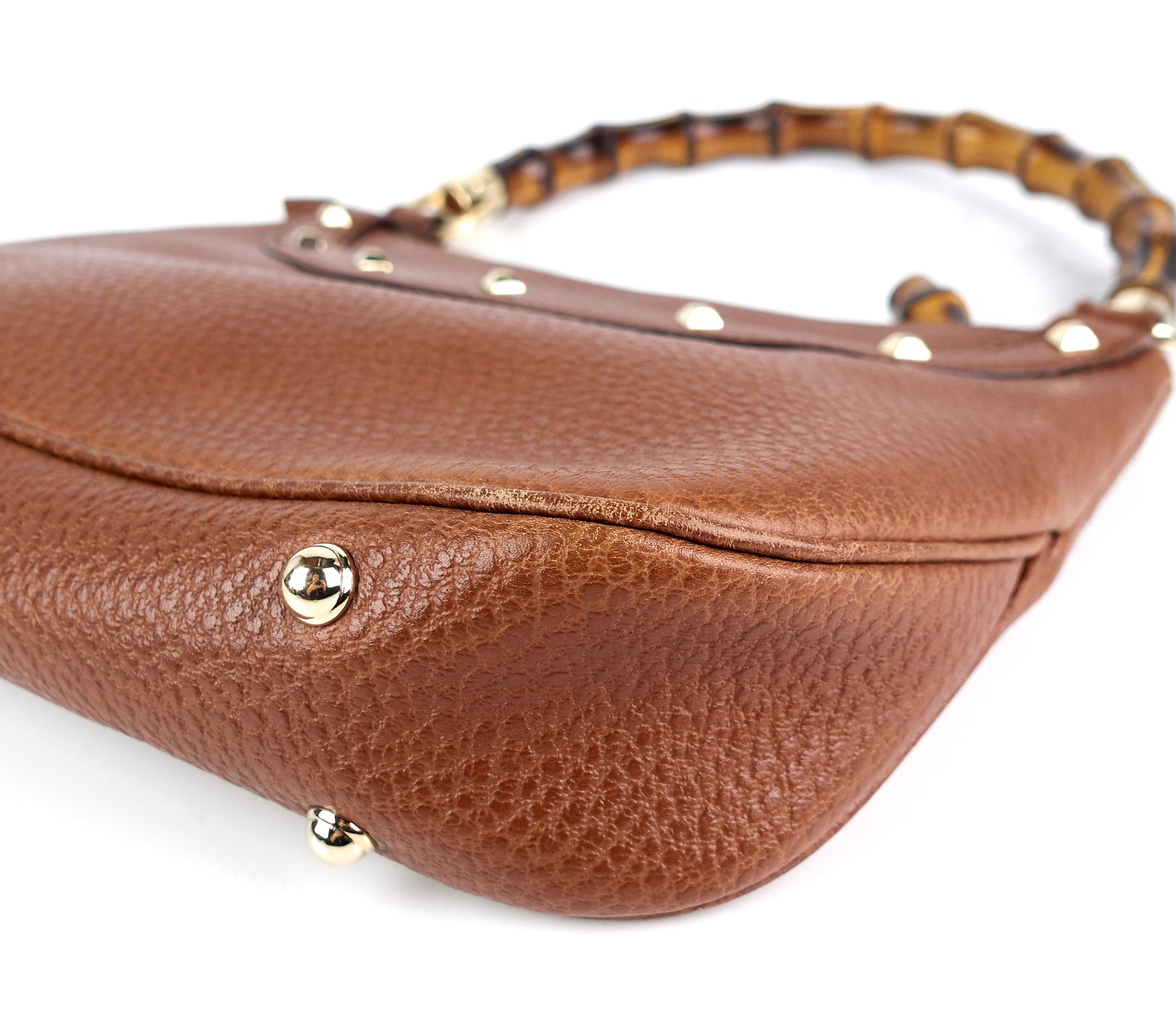 Gucci Jackie Pebbled Leather Bamboo Handle Bag
