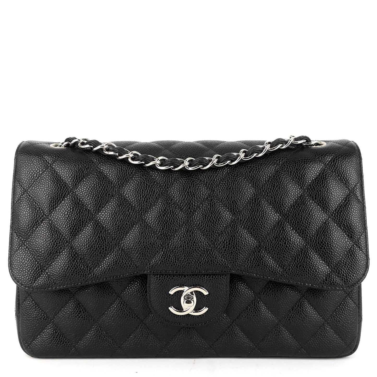 Chanel Double Flap Quilted Caviar Leather Bag