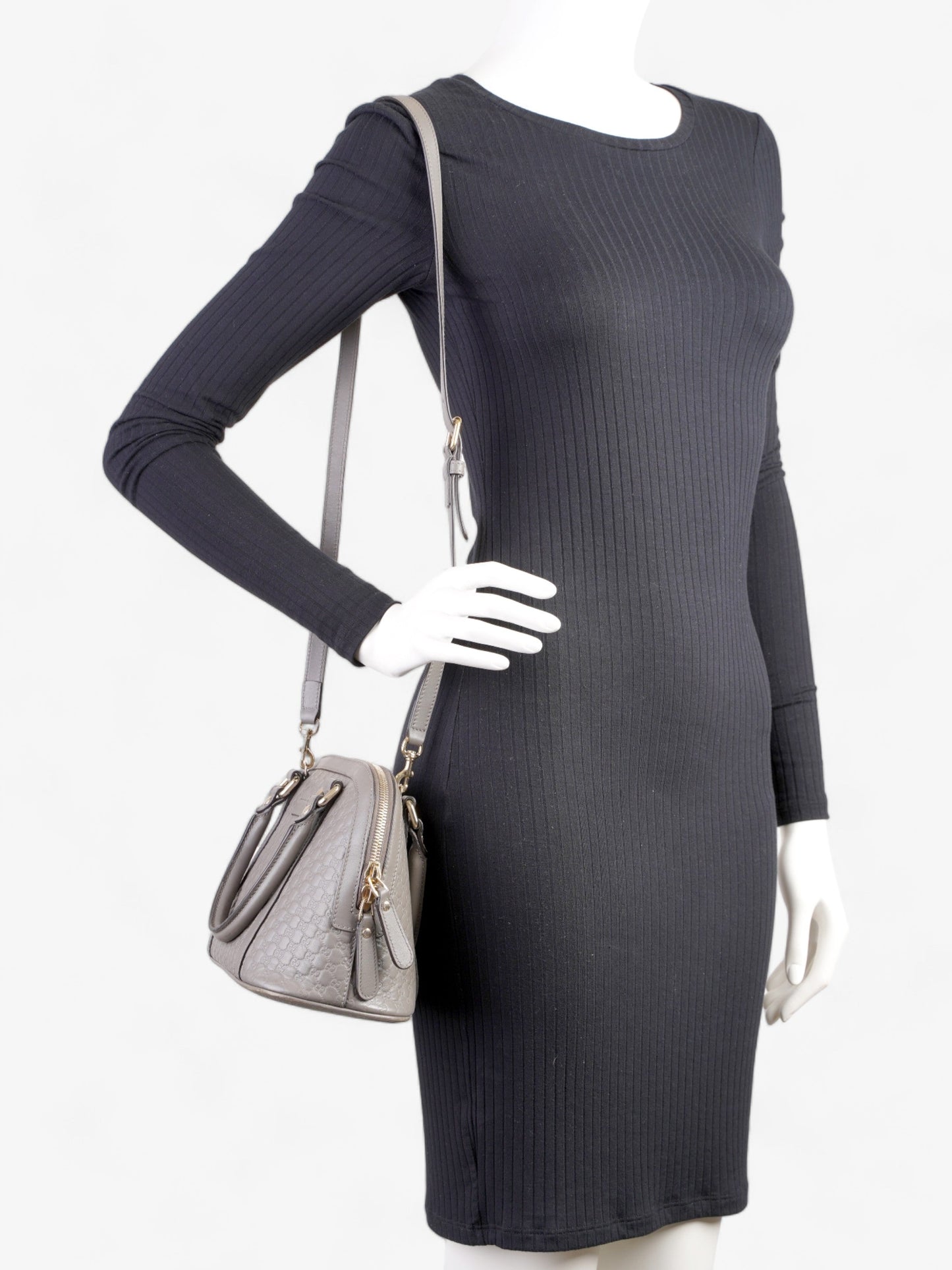 Mini Microguccissima Dome Bag Grey Leather