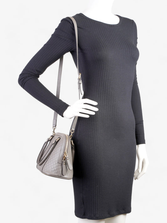 Mini Microguccissima Dome Bag Grey Leather