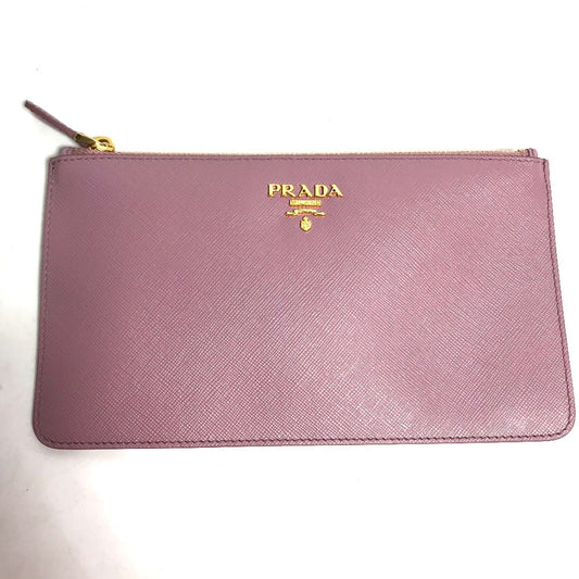 PRADA Pouch saffiano leather Pink type logo Women