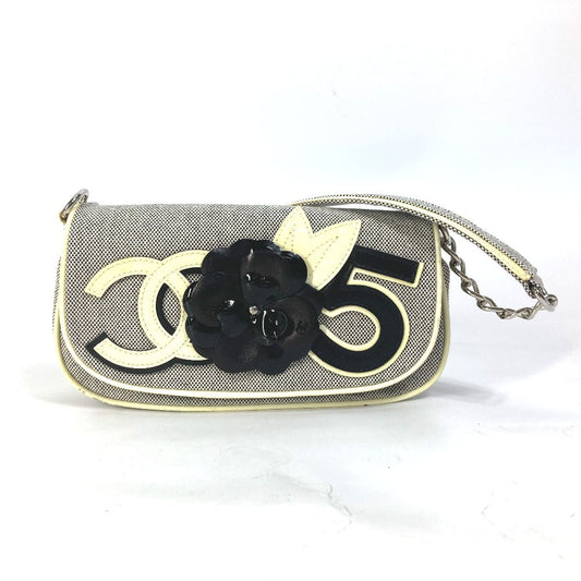 CHANEL Shoulder Bag canvas Gray type No.5 CC Camellia COCO Mark Chain Women