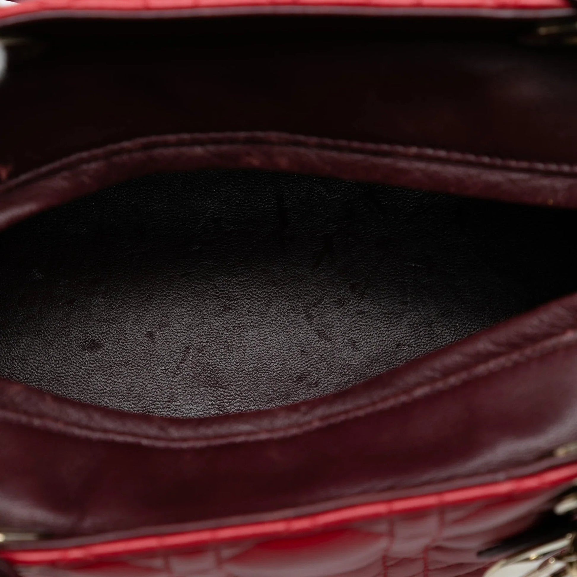 Red Dior Medium Tricolor Lambskin Cannage Lady Dior Satchel