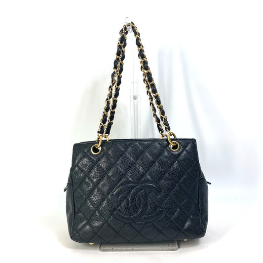 CHANEL Shoulder Bag Caviar skin black CC COCO Mark Matrasse quilting Women