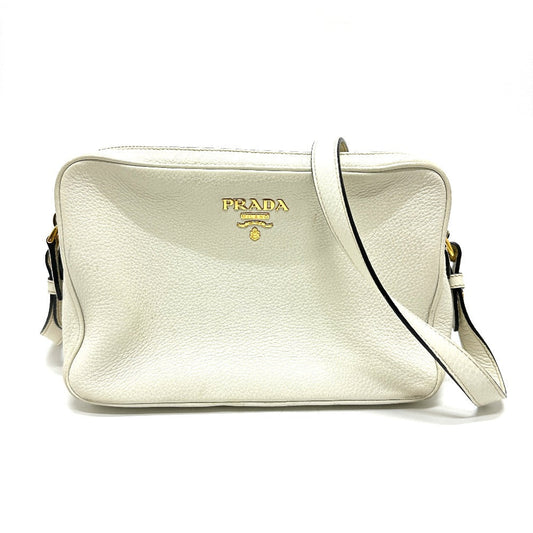 PRADA Shoulder Bag leather white logo
