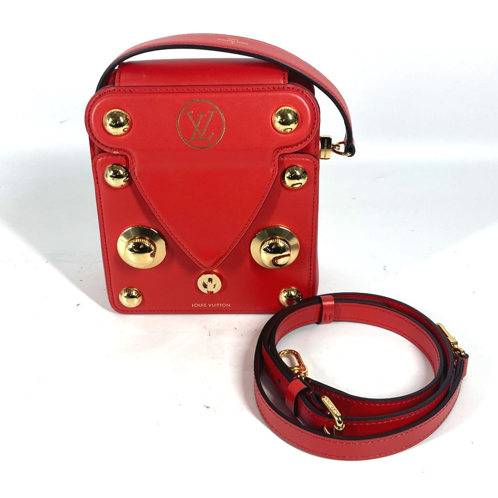 LOUIS VUITTON Shoulder Bag leather Red type LV logo S lock bag XL