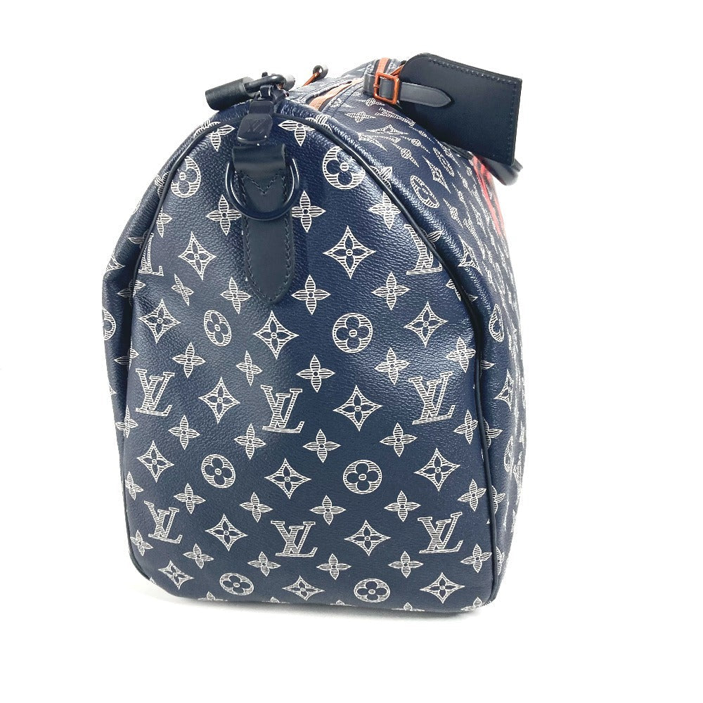 LOUIS VUITTON Boston Duffel bag Monogram canvas Navy Monogram ink upside down Keepall bandouliere50