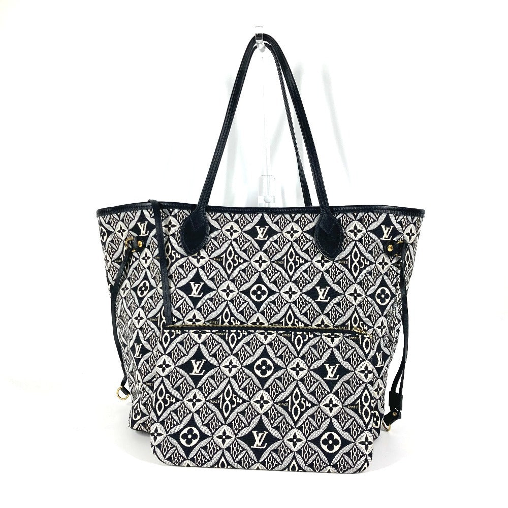 LOUIS VUITTON Shoulder Bag Jacquard, Leather black Monogram Neverfull MM Women
