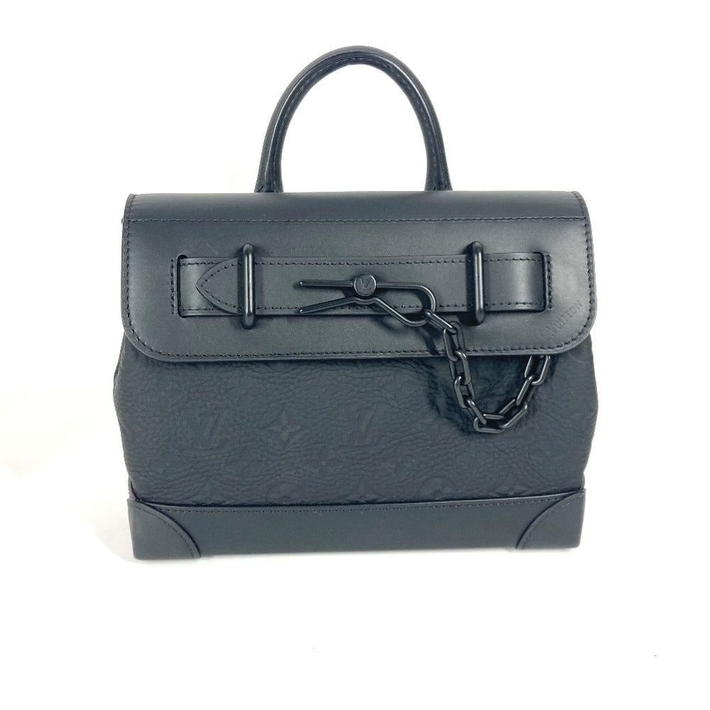LOUIS VUITTON Handbag Taurillon Clemence Leather black Taurillon Clemence Monogram Steamer PM