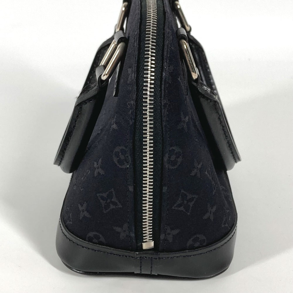LOUIS VUITTON Handbag Satin / leather black Monogram satin Little Alma