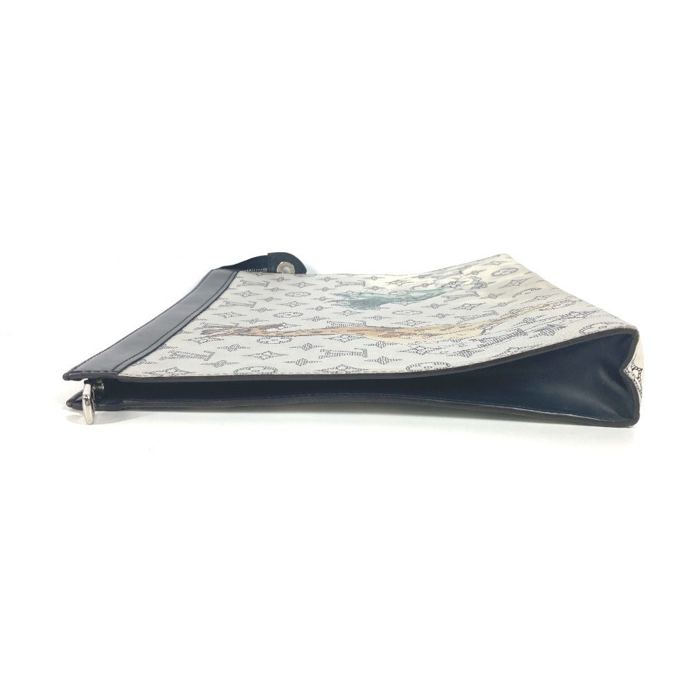 LOUIS VUITTON Clutch bag leather Navy Monogram Savannah Chapman Brothers Pochette Voyage GM