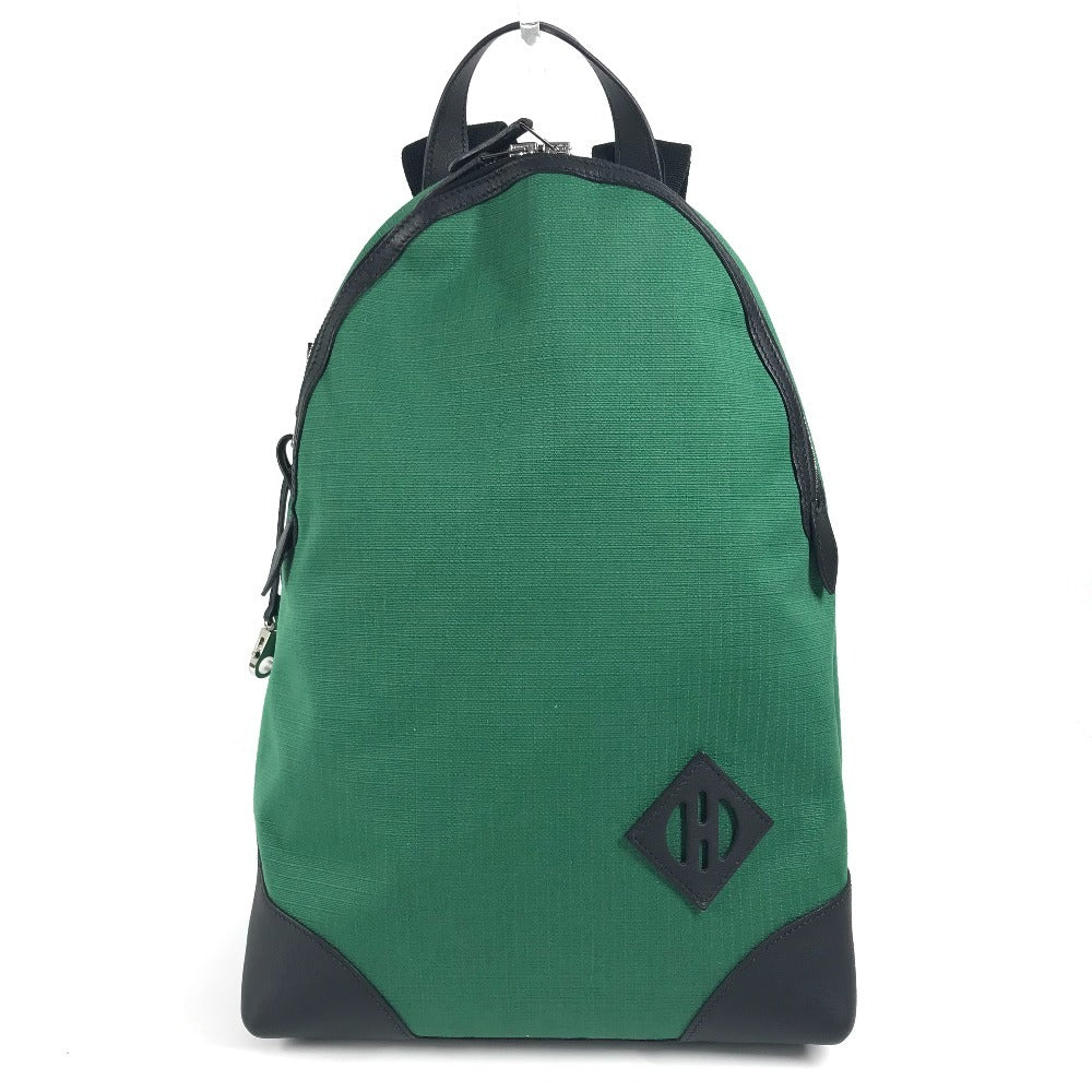 HERMES Backpack Canvas / leather green H logo Hermes Slicked Back