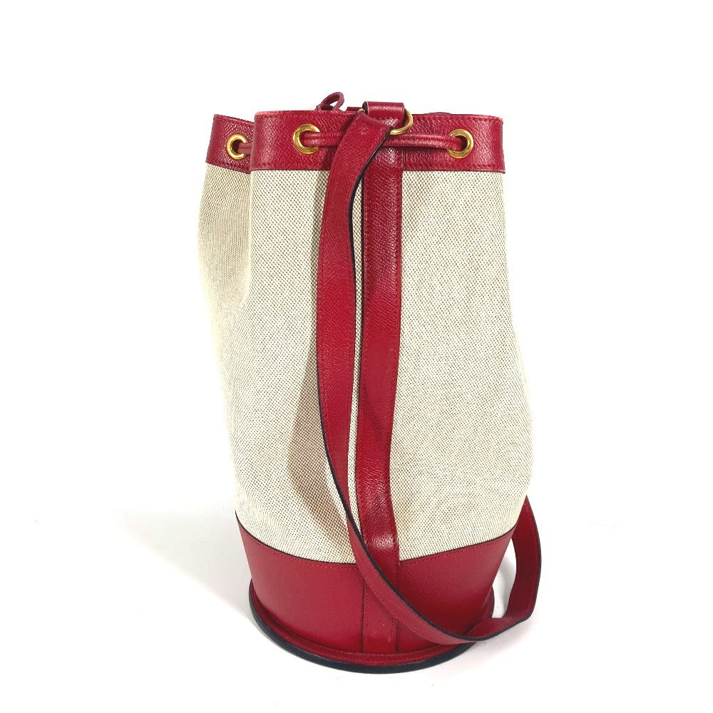 HERMES Shoulder Bag Leather / canvas Red Standy
