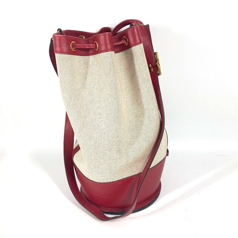 HERMES Shoulder Bag Leather / canvas Red Standy