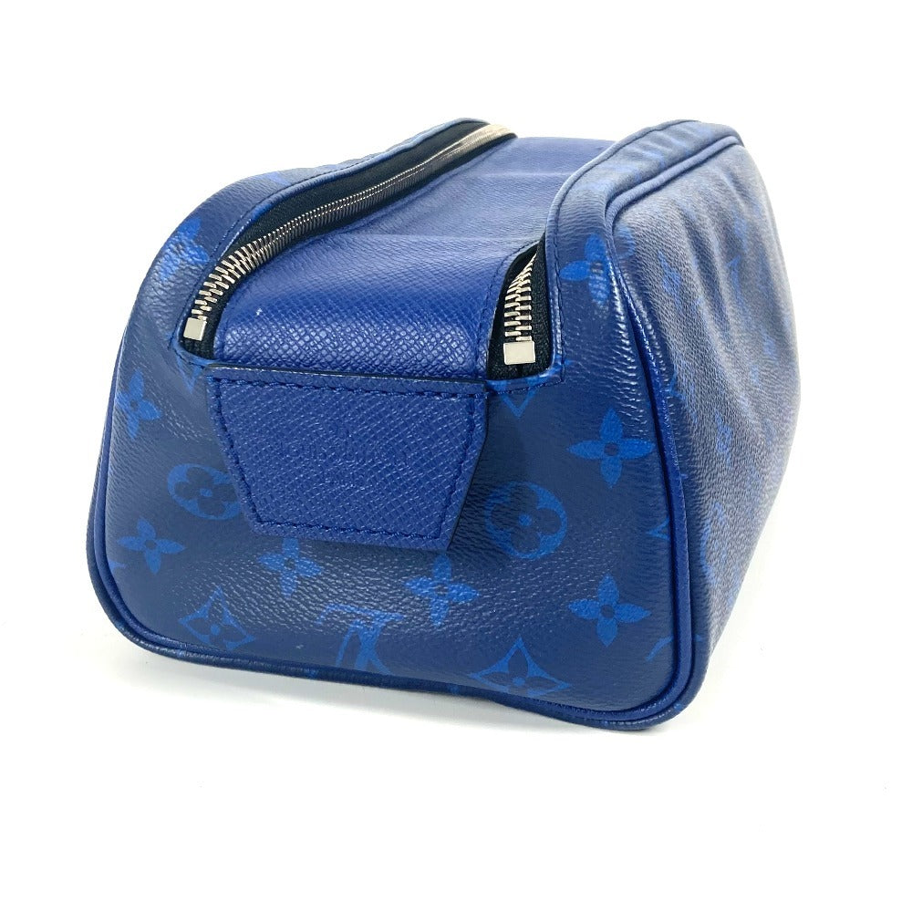 LOUIS VUITTON business bag Monogram canvas, Taiga leather blue Taigalama Dop kit