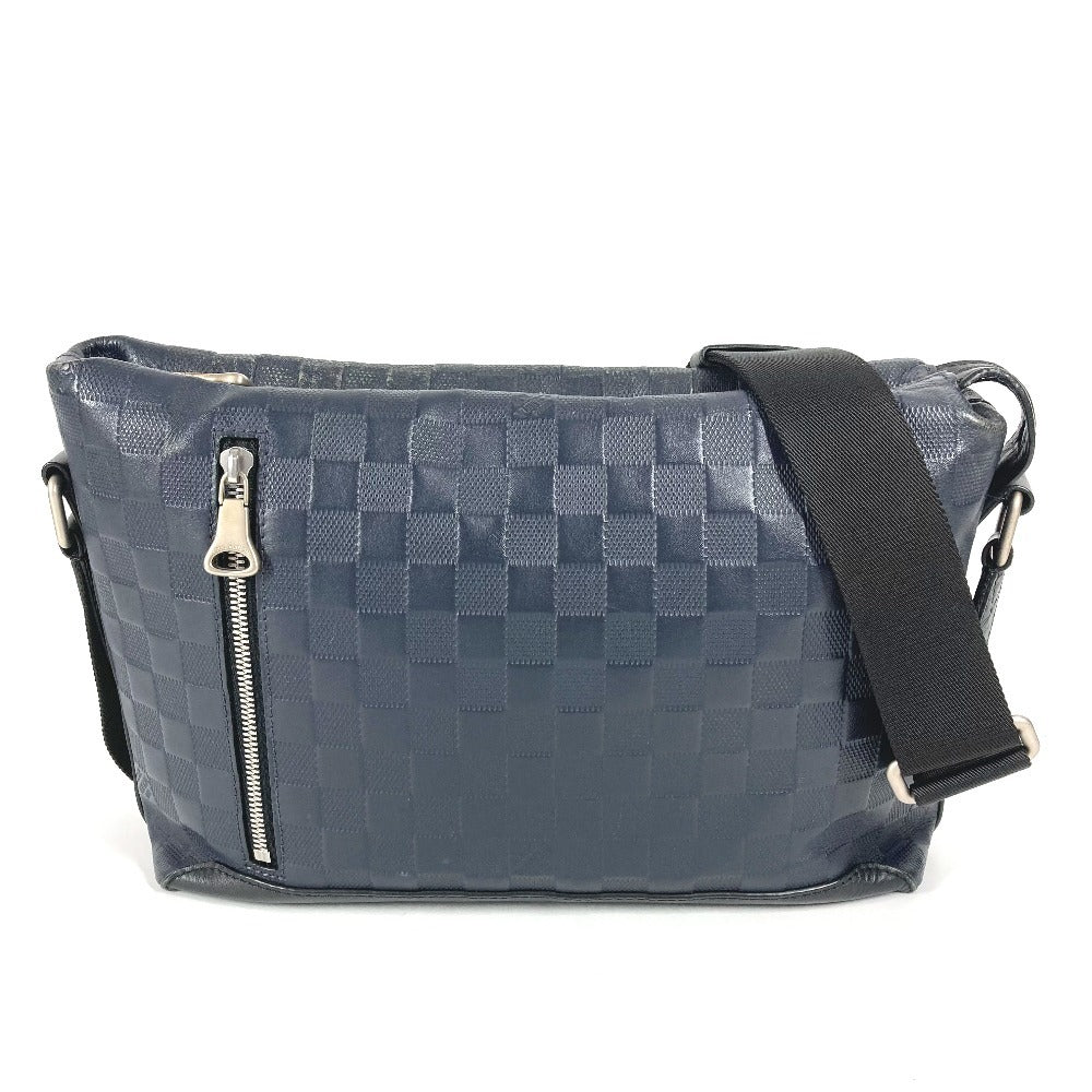 LOUIS VUITTON Shoulder Bag Damier Anfini Leather Navy Damier Anfini Discovery Messenger PM