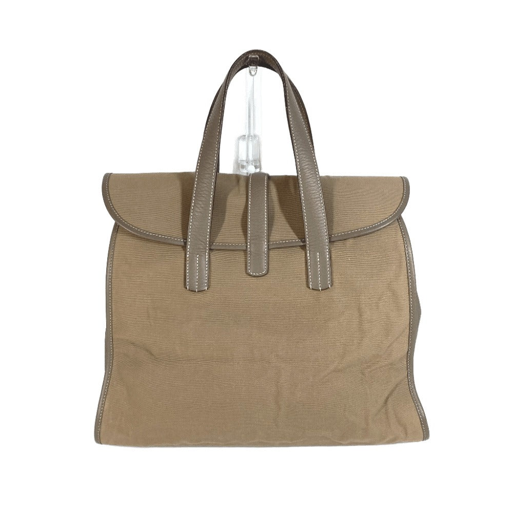HERMES Handbag Leather / canvas gray Punching H logo Hood