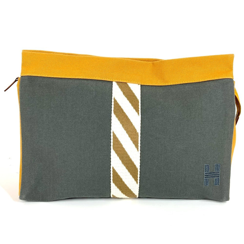 HERMES Clutch bag cotton gray H logo Jimet GM Jimet GM
