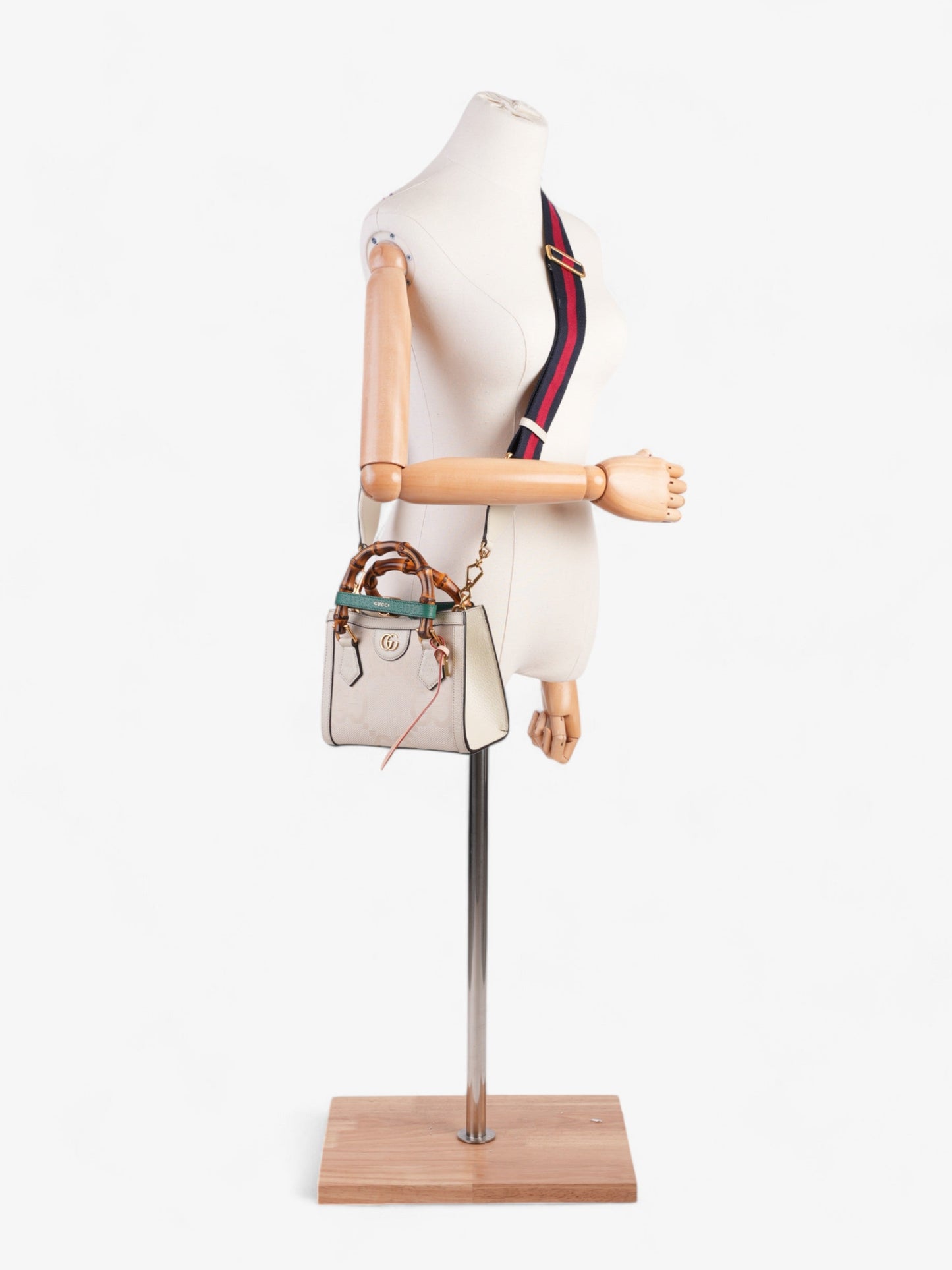 Gucci Diana Tote White / Brown Canvas Mini