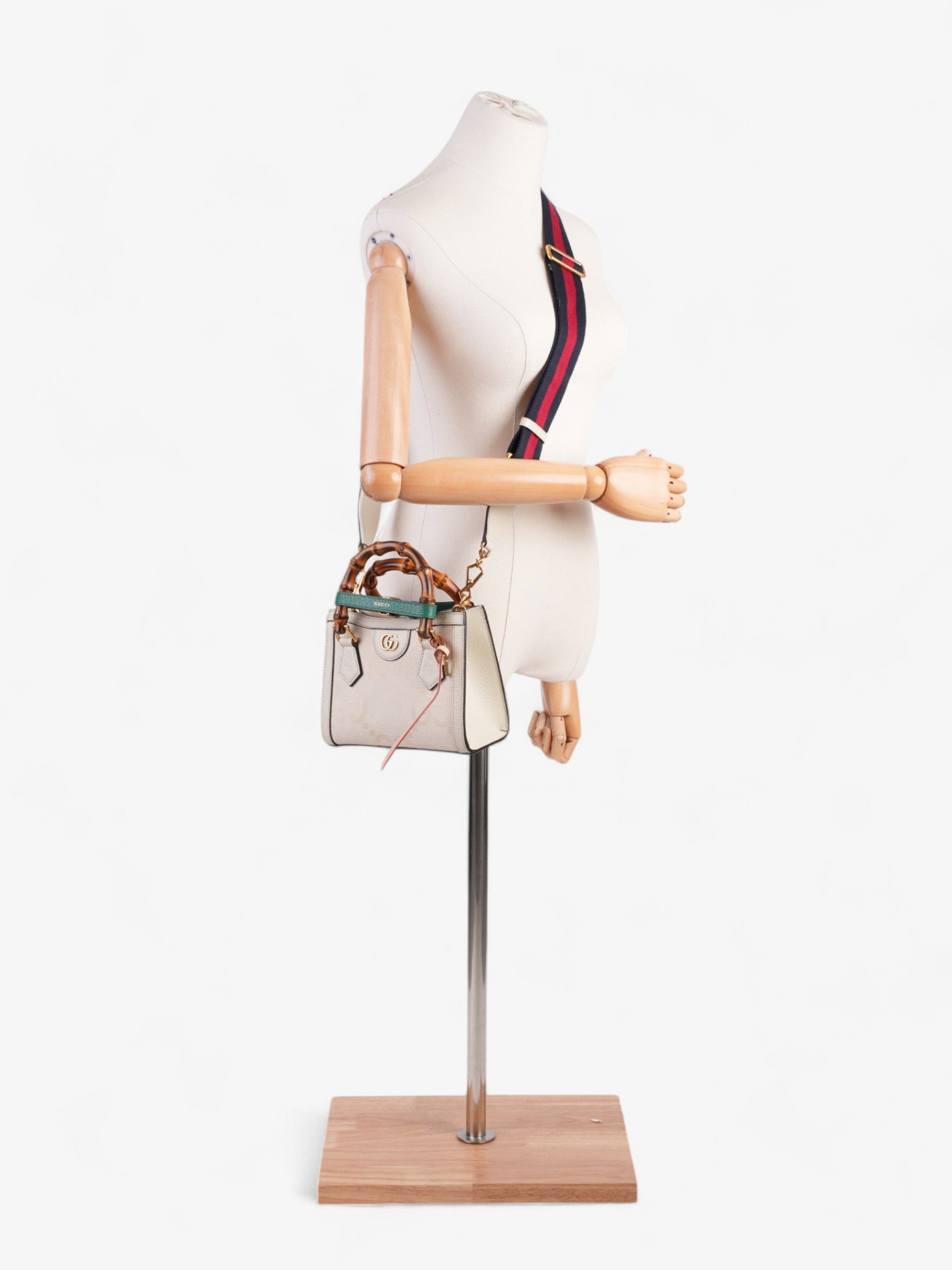 Gucci Diana Tote White / Brown Canvas Mini