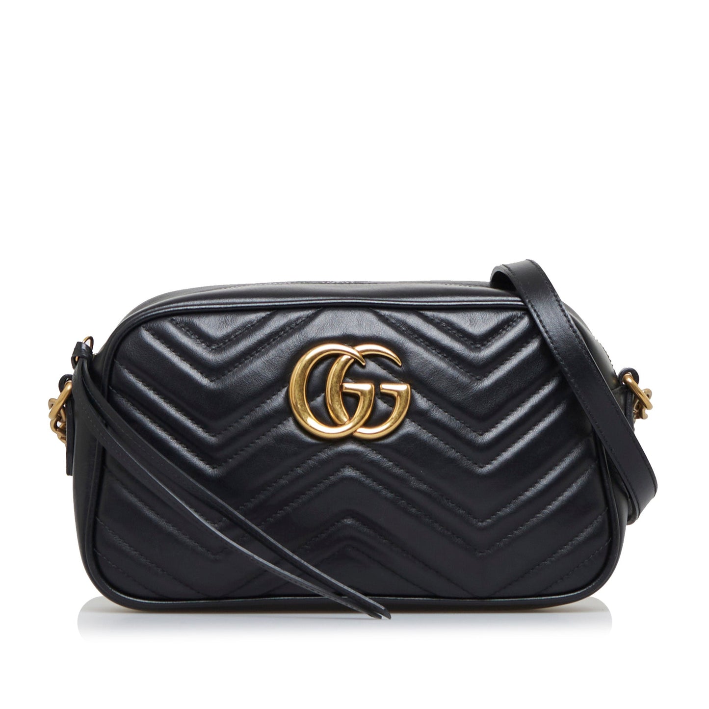 Gucci GG Marmont Black Leather Quilted Crossbody Style 3
