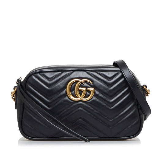 Gucci GG Marmont Black Leather Quilted Crossbody Style 3